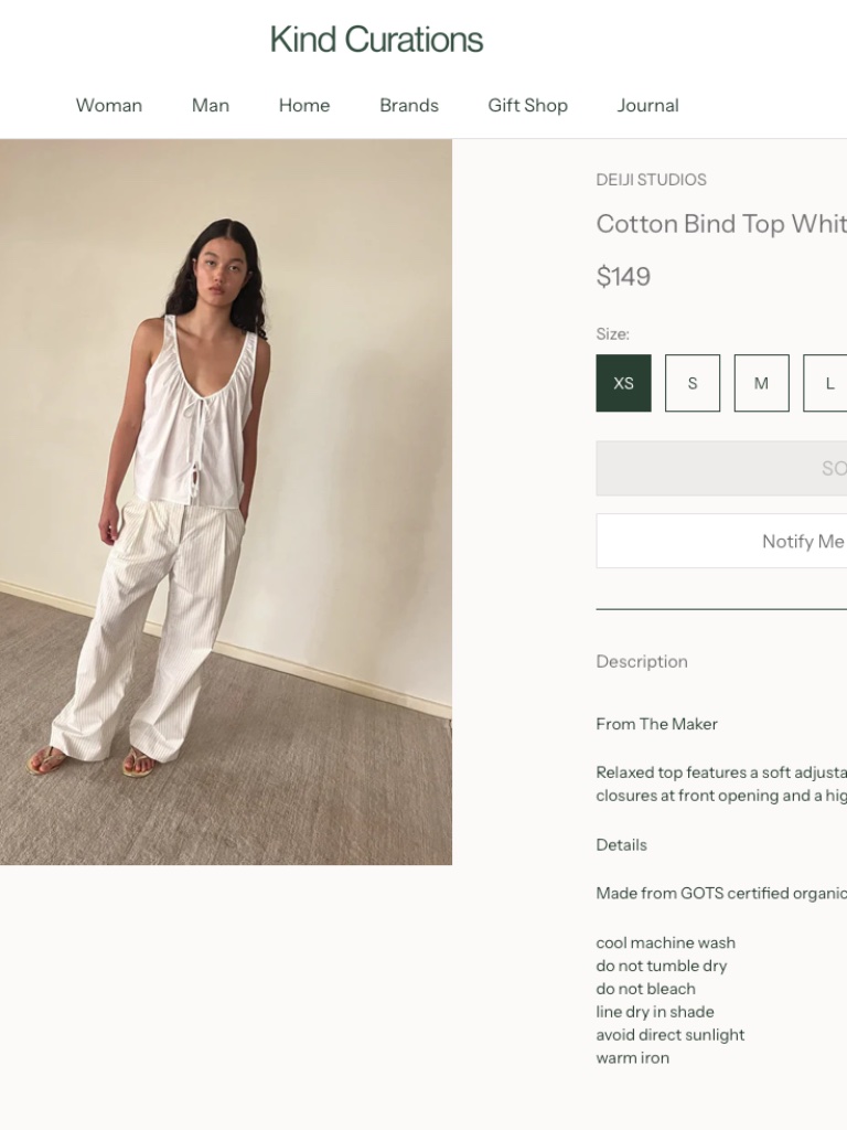 Deiji Studios The Original Cotton Bind Top With Tie Front Closure Organic Poplin — image 7 of 8